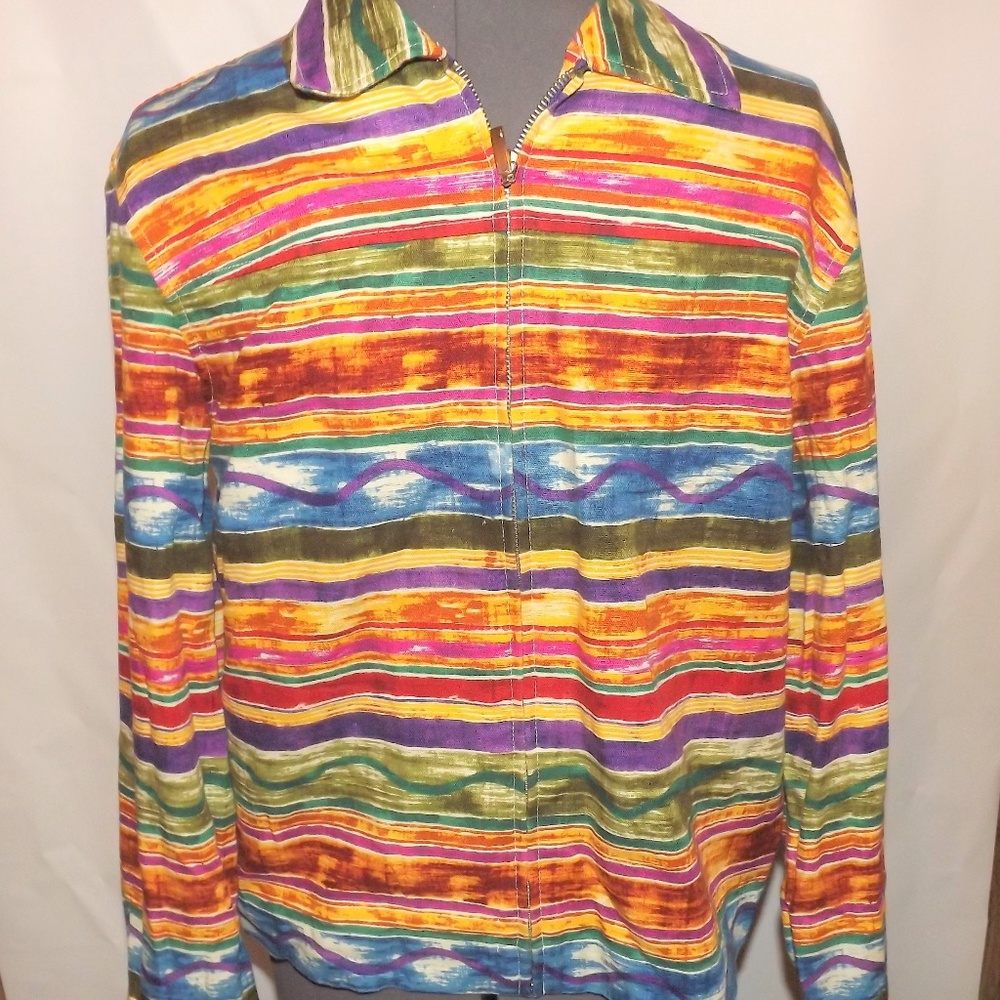 Coldwater Creek Jacket Women Size Small Multi Colored 100% Cotton
